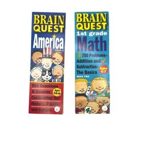 Brain Quest Educational Card Decks OS Multicolor America & 1st Grade Math Set